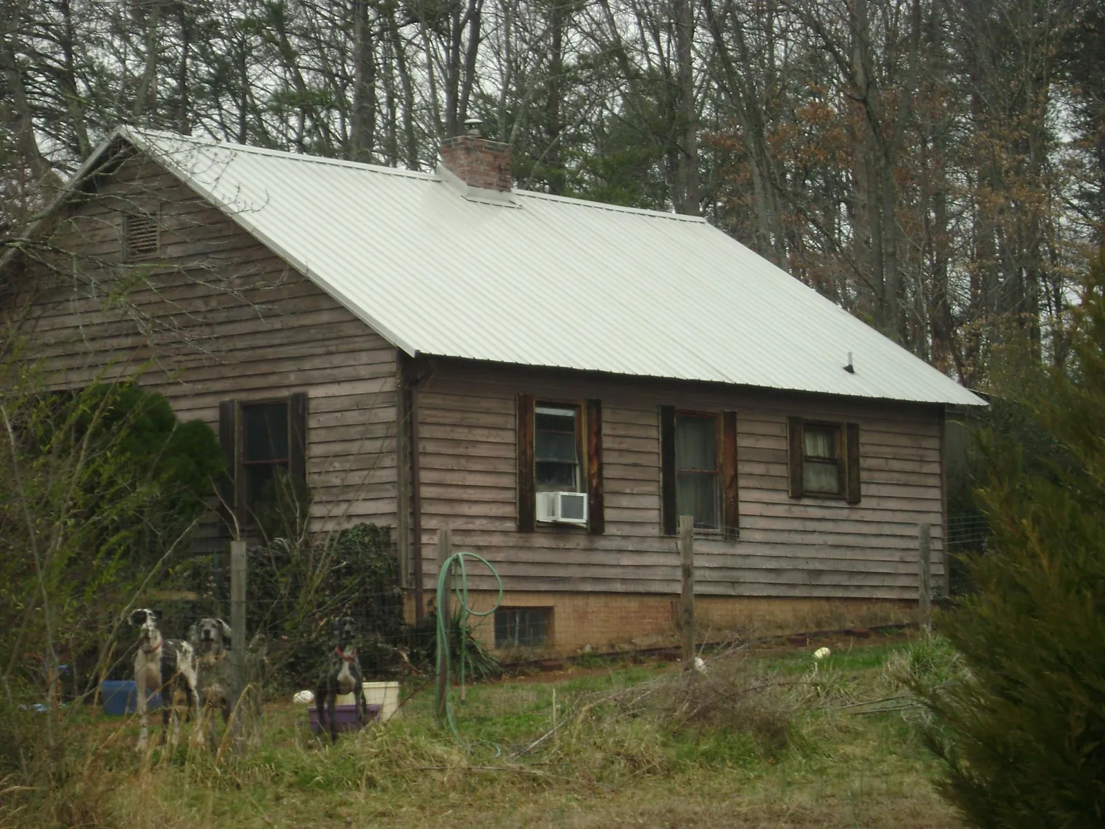 White metal roof on an old wood sided farmhouse, from a Asphalt Shingle Roof Repair job in Collegeville